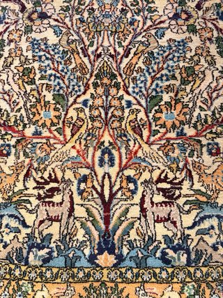 Alfombra antigüa tradición persa árbol de la vida