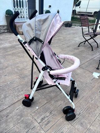 Silla de paseo rosa y gris