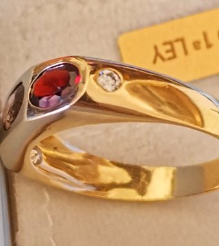 Anillo Oro 18K Topacios y Diamantes