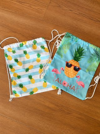 Pack 2 Mochilas Saco Tropical Piñas Flamencos