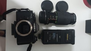 Equipo Fotográfico Analóg Cámara + Flash + teleobj