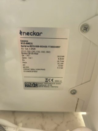 Calentador estanco Neckar 10 L.