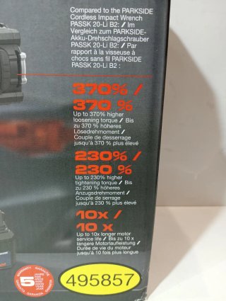 1356Nm Impacto PARKSIDE 20V con Batería 4Ah