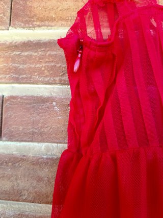 Vestido Babydoll Y2K Tul Rojo