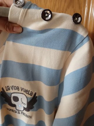 Vestido retro a rayas beige y azul