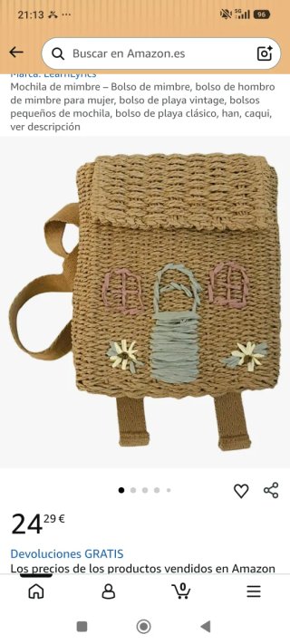 Mochila de mimbre para niña