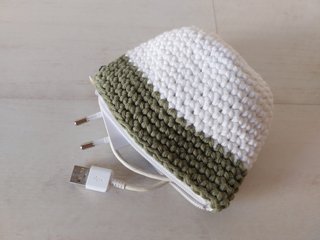 Monedero crochet verde y blanco nuevo