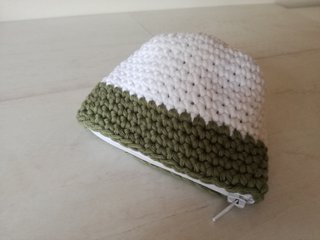 Monedero crochet verde y blanco nuevo