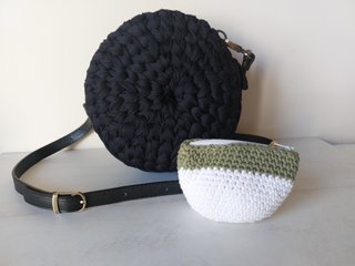 Monedero crochet verde y blanco nuevo