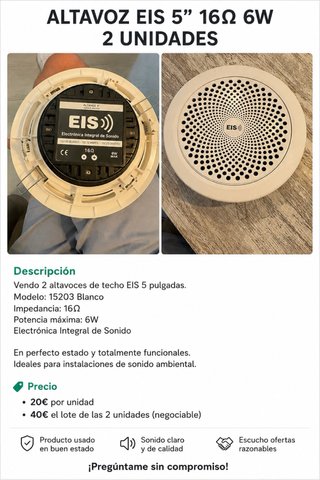 Altavoces Techo EIS 5 16Ω 6W (2 Unidades)