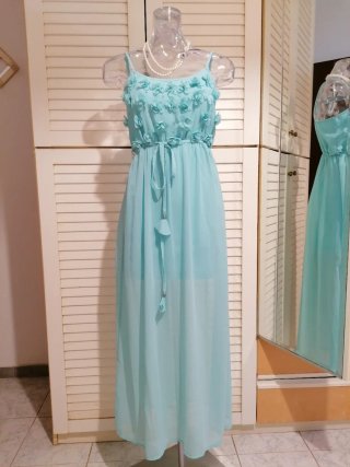 Abito Fiorucci in chiffon con fiori in rrilievo