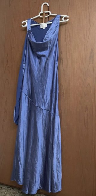 Vestido largo fiesta satén azul