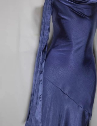 Vestido largo fiesta satén azul