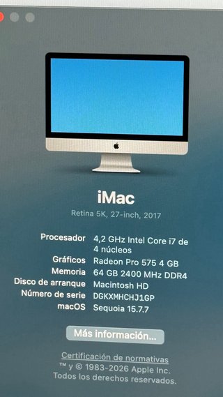iMac 27” 5k | i7 4,2 Ghz | 64gb Ram| 1Tb SSD