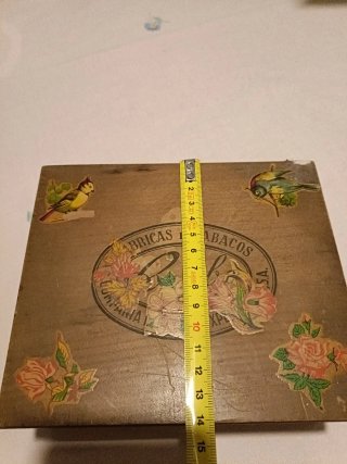 Caja antigua de tabaco Rumbo – madera vintage