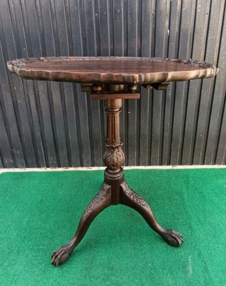 Mesa de apoio circular vintage madeira nogueira