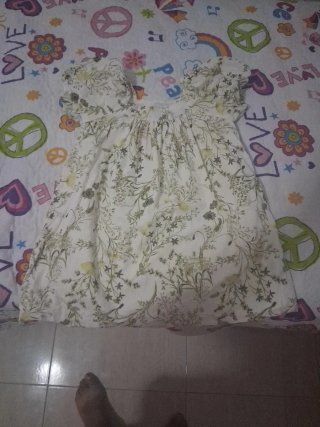 Vestido floral niña blanco y verde