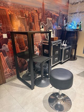 Conjunto Taburetes Diseño Negro/Plata