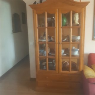 Vitrina de madera con puertas de cristal