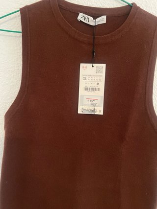 Camiseta sin mangas Zara T.XL marrón