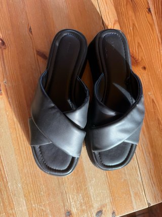 Sandalias Plataforma Lefties Negras Tiras Cruzadas