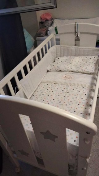 Cuna de bebé madera blanca + colchón