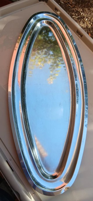 Vassoio Ovale Acciaio Inox Vintage