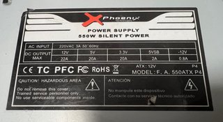 Fuente de Alimentación Phoenix 550W PC