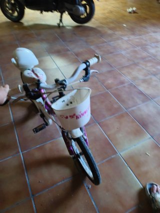 Bicicleta infantil morada con ruedines