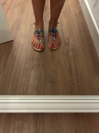Sandalias pedrería azul, morado y plata