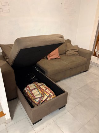 Sofá Cama Chaise Longue Marrón