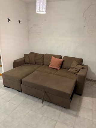 Sofá Cama Chaise Longue Marrón