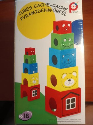 Juguete educativo cubos madera apilables Pintoy