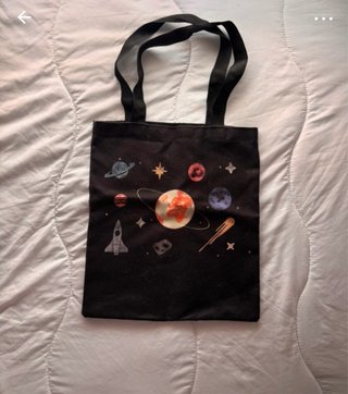 Bolso Tote Negro Estampado Espacial