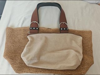 Bolso de Rafia Parfois Beige y Marrón