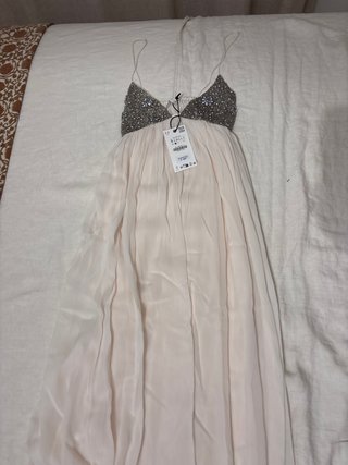 Vestido midi con abalorios talla S