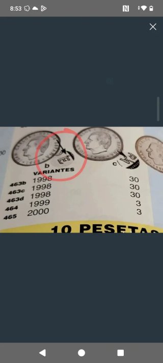 Variante 10 Pesetas 1998 acento en la E....sc