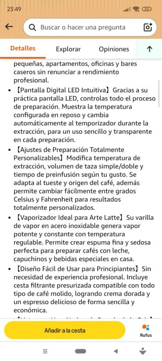 Cafetera expreso semiautomática 20 bar acero