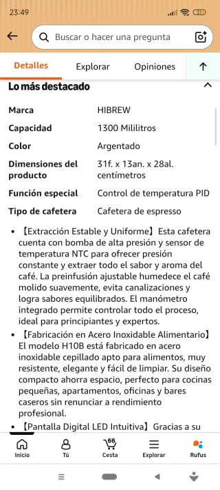 Cafetera expreso semiautomática 20 bar acero