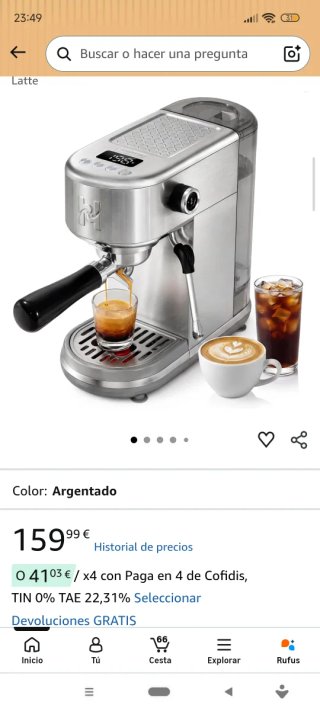 Cafetera expreso semiautomática 20 bar acero