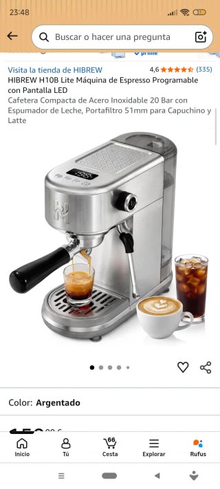 Cafetera expreso semiautomática 20 bar acero