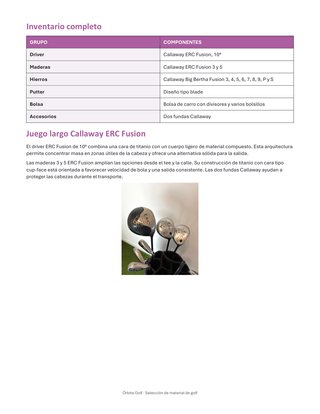 Set de Palos de Golf CALLAWAY ERC FUSION