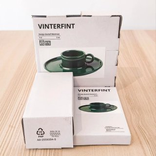 Set 2 Tazas y Platos Ikea Vinterfint Verde