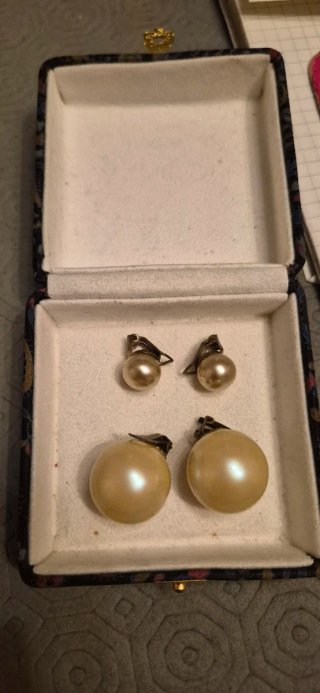 Coppia orecchini vintage perle clip