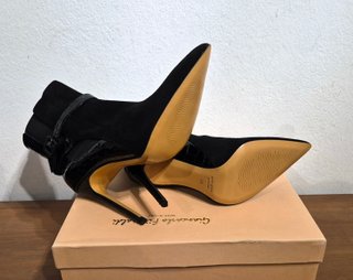 Stivaletti con tacco, nero, pelle stampa cocco, 39
