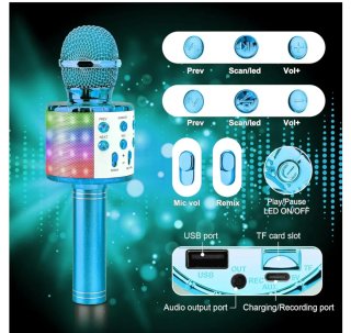 Micrófono Karaoke Inalámbrico ShinePick Azul