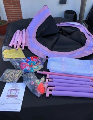 Cama elástica infantil con columpio y aros