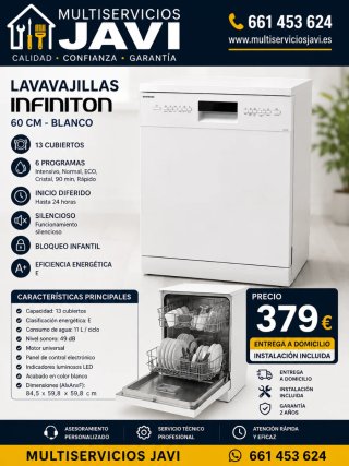 Lavavajillas Infiniton 60cm Blanco