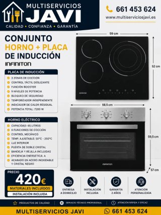 Conjunto Horno + Placa Inducción Infiniton