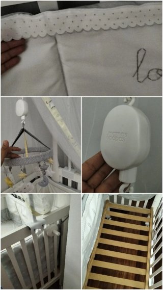 Cuna de bebé blanca con dosel
